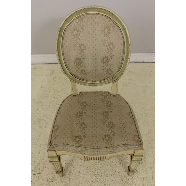 White French Louis XVI Style Paint Decorated Dining Room Chairs For Sale - Image 8 of 13