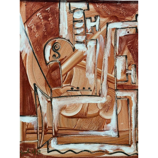 Vintage Abstract Oil Painting on Canvas Signed by a Modernist Art For Sale - Image 4 of 5