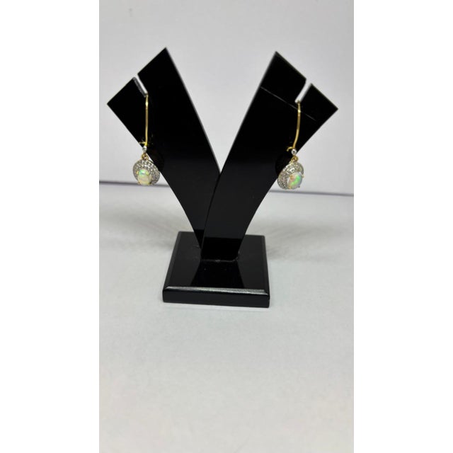 Natural Opal 0.72cts & Diamond 0.35cts Earring in 14k Gold For Sale - Image 4 of 8