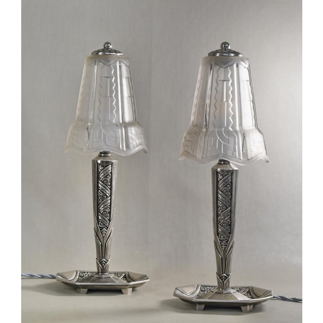 Art Deco French Art Deco Lamp by P. Maynadier 1930s France - A Pair For Sale - Image 3 of 12