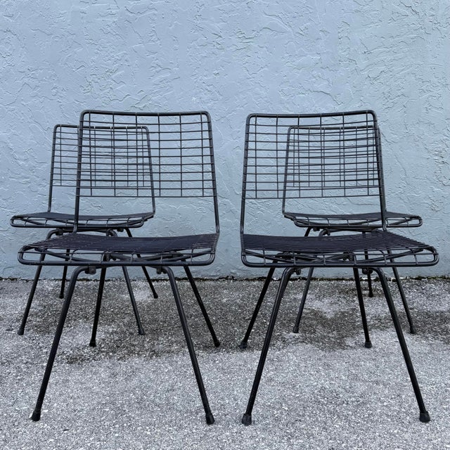 Mid 20th Century Mid-Century Modern Black Wire Side Chairs Designed by John Keal for Pacific Iron - Set of 4 For Sale - Image 5 of 11