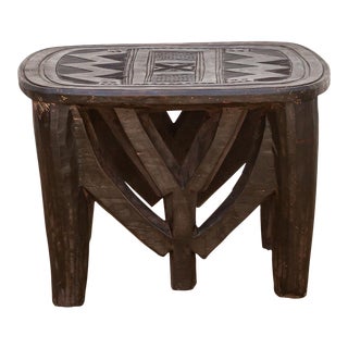 Rustic Brown African Nupe Stool For Sale