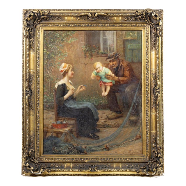 Alfred Guillou, Figurative Scene, Oil on Canvas, Framed For Sale
