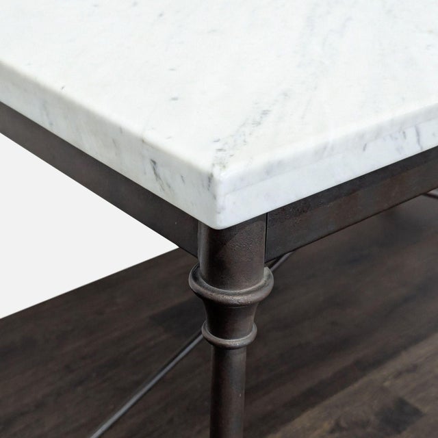 Metal Crate and Barrel Marble Top Dining Set With 4 Chairs For Sale - Image 7 of 8