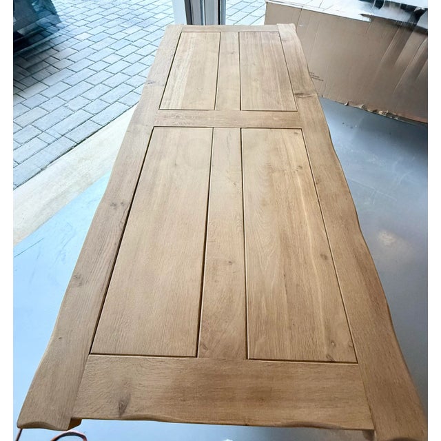 Rustic European Early 1900s Belgian Oak Monastery Trestle Dining Table For Sale - Image 3 of 12