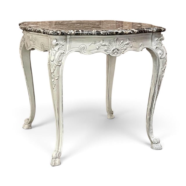 19th Century French Regence Painted Marble Top Table For Sale