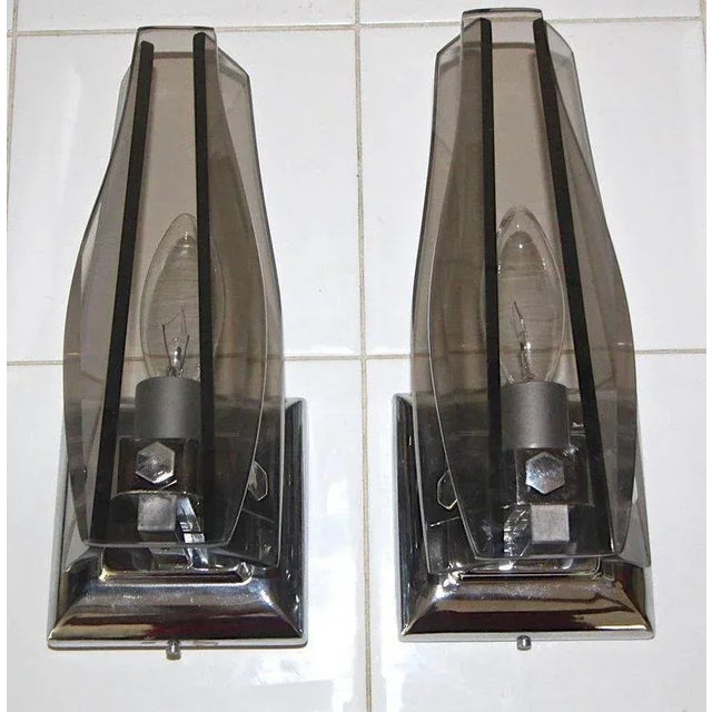 Italian Italian Glass Fontana Arte Style Sconces - A Pair For Sale - Image 3 of 13