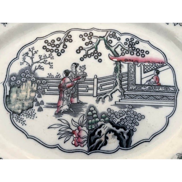 Victorian Ashworth Antique Porcelain Platter & Small Plate For Sale - Image 3 of 7