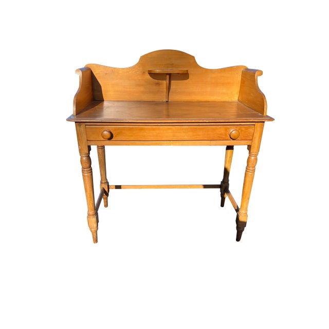 Antique Primitive Pine Desk in Original Patina Beautiful piece with awesome natural wood patina Has a stand I believe to...