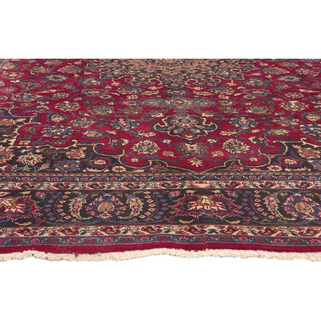 Mid 20th Century Mid 20th Century Vintage Persian Mashhad Rug - 08'01 x 11'06 For Sale - Image 4 of 9