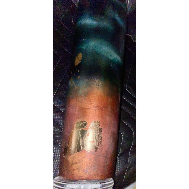 Pair of Postmodern Sculptural Lucite & Ombre Pillar Candleholders For Sale - Image 4 of 5