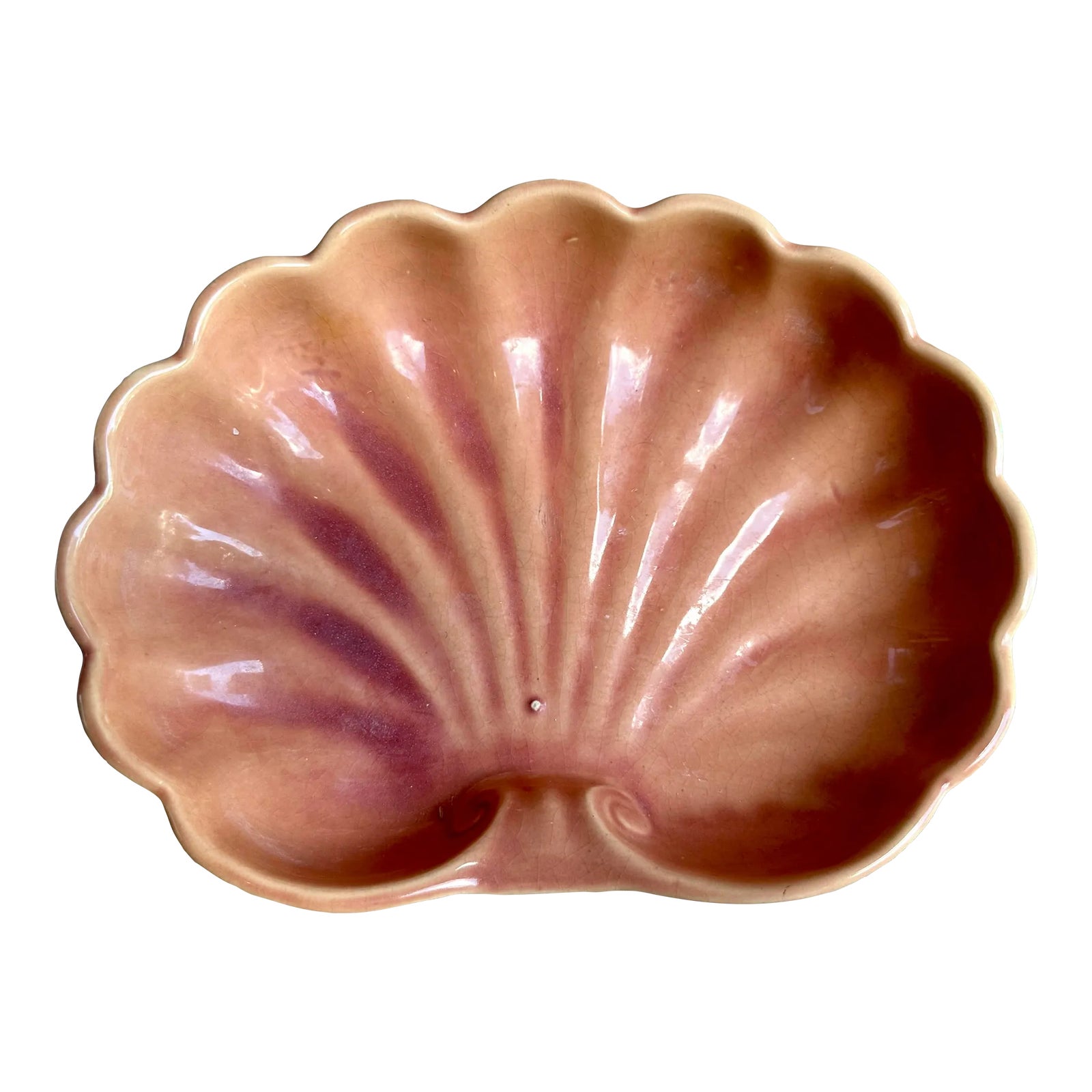 Vintage 1950s Usa Pottery Large Matte Baby Pink Scallop Ceramic Clam ...