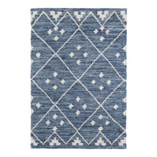 Dash & Albert by Annie Selke Kota Indigo Woven Wool Rug, 5' x 8' For Sale