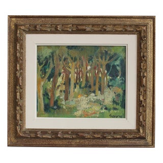 Geneviève Gavrel, 'Bois Fleuri' (Wooded Forest), 1960s, Oil on Canvas For Sale