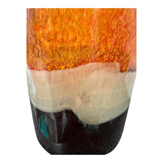 Glass Vintage Pier 1 Amber Tortoiseshell Art Glass Hurricane Candle Holder & Vase For Sale - Image 7 of 9