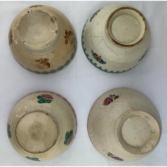 19th Century Spongeware Hand Painted Bowls - Set of 4 For Sale - Image 9 of 11