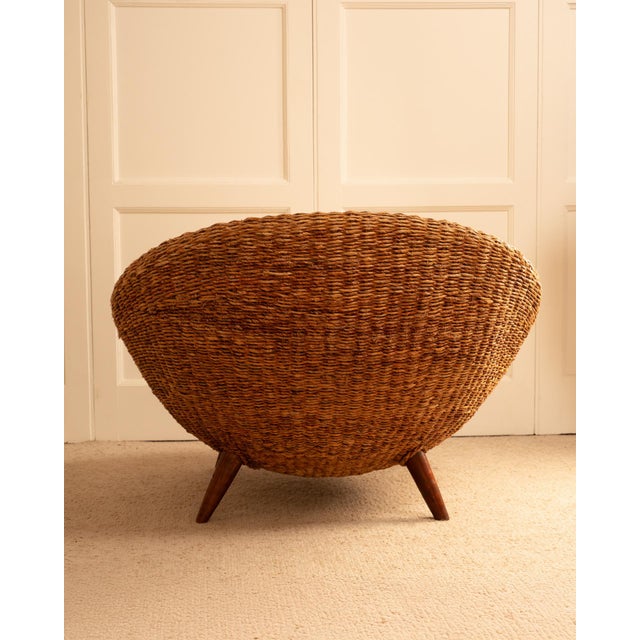 Beige Rattan Round Chair, 1970s For Sale - Image 8 of 10