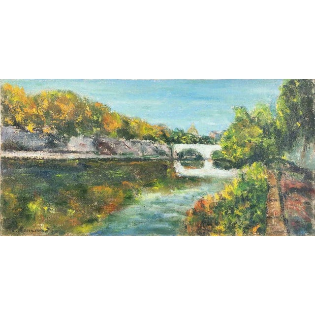 Pino Romanò, The Tibet at Ponte Mazzini, Oil Painting, 1990s For Sale