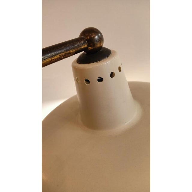 Large Desk Lamp in Brass and White Steel, Italy, 1950s For Sale - Image 9 of 17