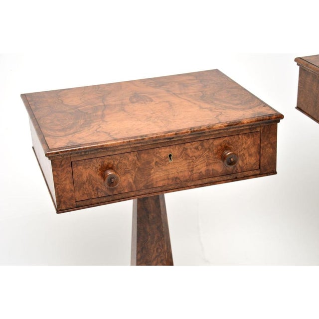 Wood Antique William IV Burr Walnut Side Tables, 1830s, Set of 2 For Sale - Image 7 of 14