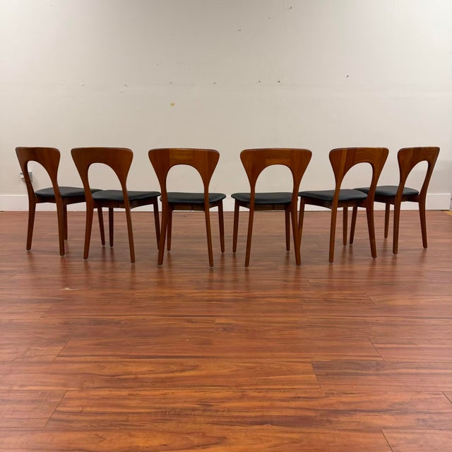 Set of six vintage teak "Peter" dining chairs from Niels Koefoed, manufactured in Denmark by Koefoeds Hornslet circa late...