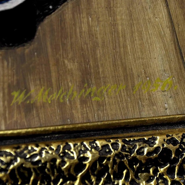 W. Melchinger, Bavarian Folksy Scene in Joinery, Oil on Cardboard For Sale - Image 4 of 6