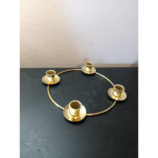 American Pair of Vintage 4-Candle Holder Brass Rings For Sale - Image 3 of 5