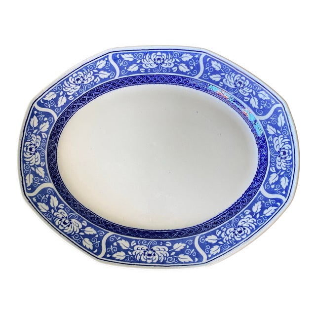 Antique Blue and White Whieldon Ware "Corona" Platter - Made in England For Sale