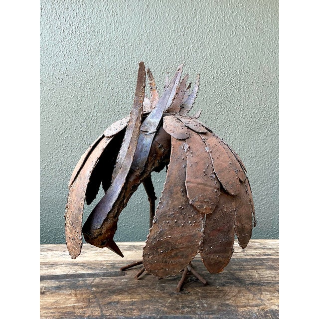 Vintage Torch Cut Iron Bird Sculpture For Sale In West Palm - Image 6 of 12