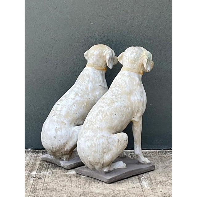 Vintage Cement Dog Sculptures - A Pair For Sale - Image 11 of 12