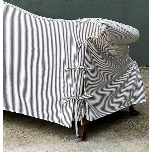 Vintage Hickory Chair Tie Back Slipcovered Camelback Sofa For Sale - Image 9 of 13