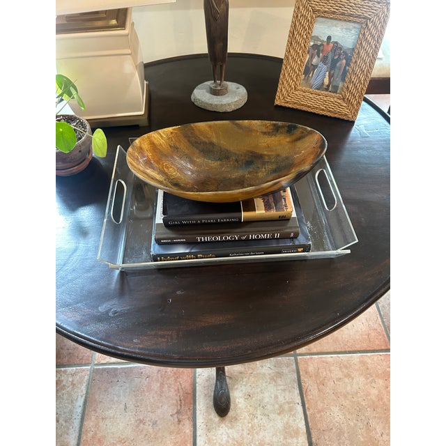 Chestnut 19th Century Large Oval Cattle Horn Bowl For Sale - Image 8 of 9