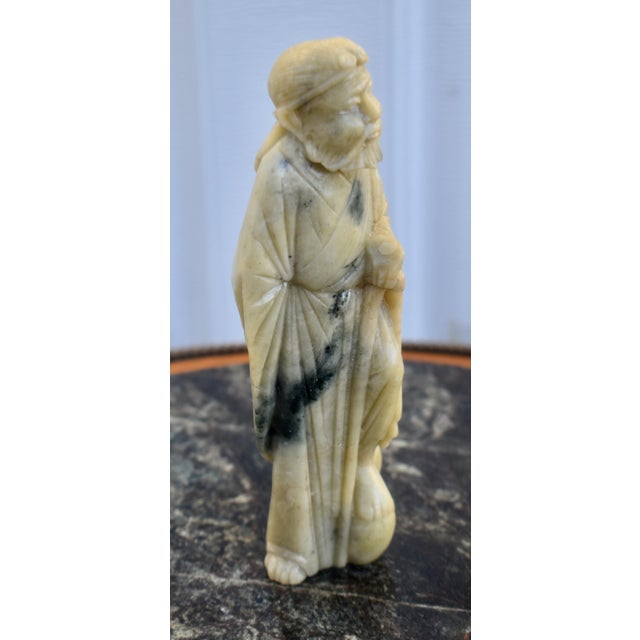 Vintage Chinese Carved Soapstone Wise Man Immortal Figure Statue Sculpture Small For Sale - Image 10 of 14