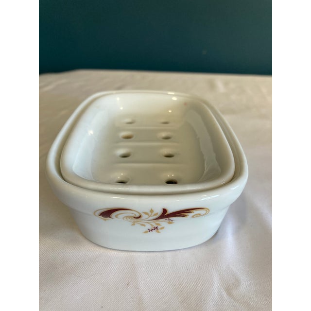 Liette International Ceramic Soap Dish With Gold Scroll Accents For Sale - Image 4 of 8