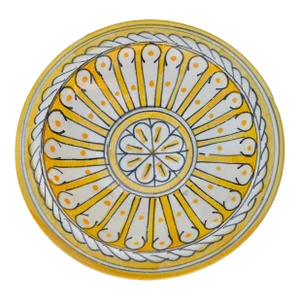 Mid 20th Century Handmade Yellow-Patterned Moroccan Ceramic Plate
