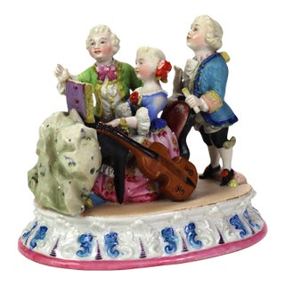 Antique Hand Painted Porcelain Musician Grouping C1890 For Sale