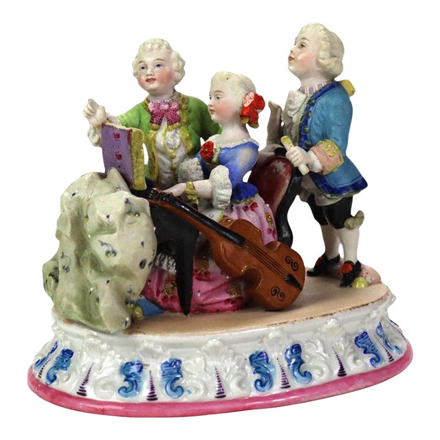 Antique Hand Painted Porcelain Musician Grouping C1890 For Sale