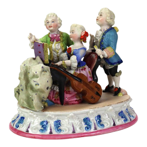 Antique Hand Painted Porcelain Musician Grouping C1890