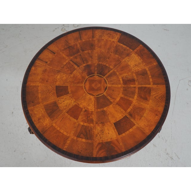 Theodore Alexander Round Iron and Burl Walnut Drum Table For Sale - Image 10 of 18