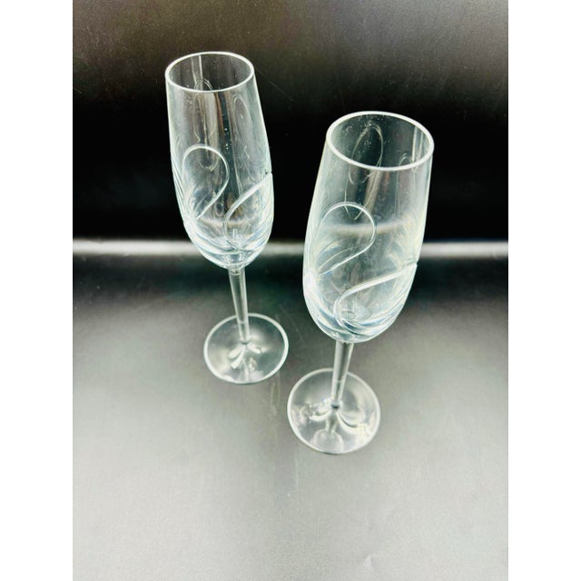 Glass Pristine John Rocha/Waterford Crystal "Circa" Champagne Flutes - Pair For Sale - Image 7 of 12