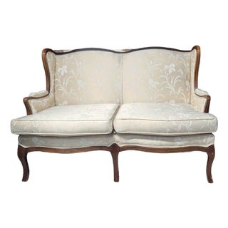 Vintage Southern Furniture Co. Louis XV Style Camelback Loveseat With Exposed Wood Frame For Sale