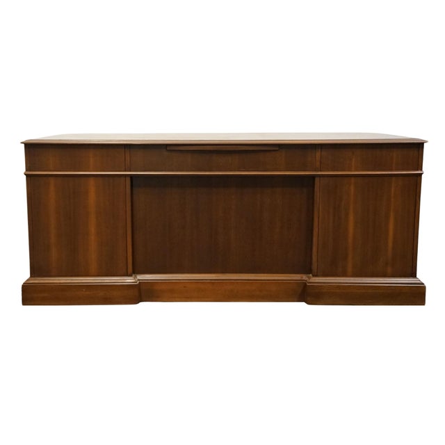 Late 20th Century Rway Furniture of Sheboygan, Wi Solid Mahogany Traditional Style 73" Executive Office Desk For Sale - Image 9 of 12