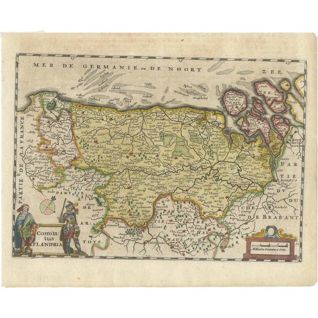 Antique Map of Flanders, Belgium, 1630s For Sale - Image 6 of 6
