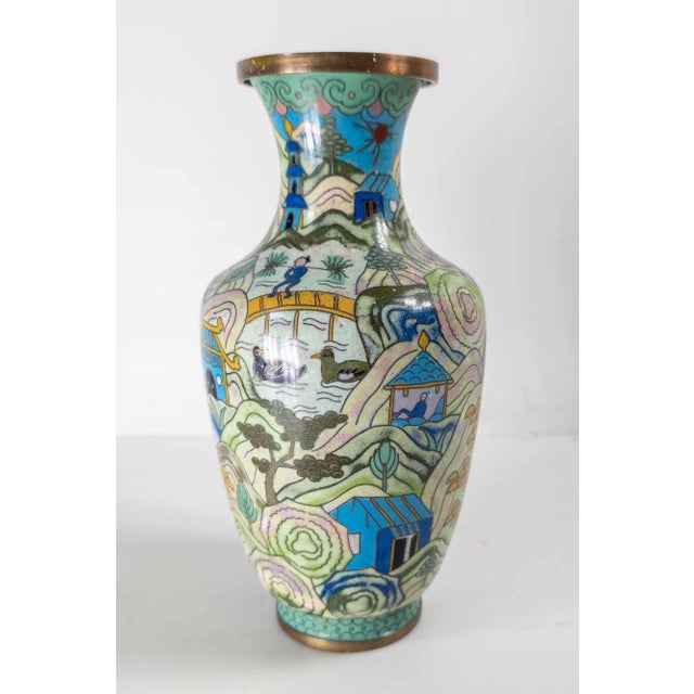 20th Century Chinese Republic Era Cloisonne Enamel Vase in Art Deco Style For Sale - Image 4 of 14