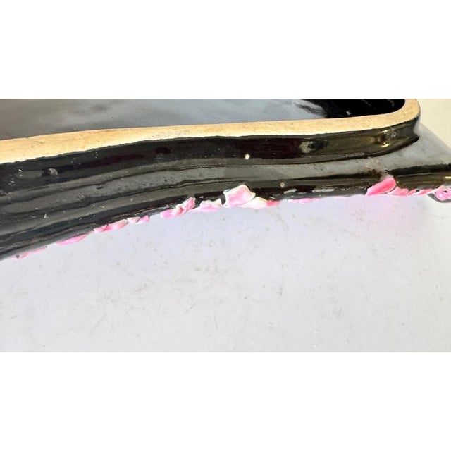 Hollywood Regency French Cheese Serving Tray in Leaf-Shaped in Pink & Black For Sale - Image 9 of 17