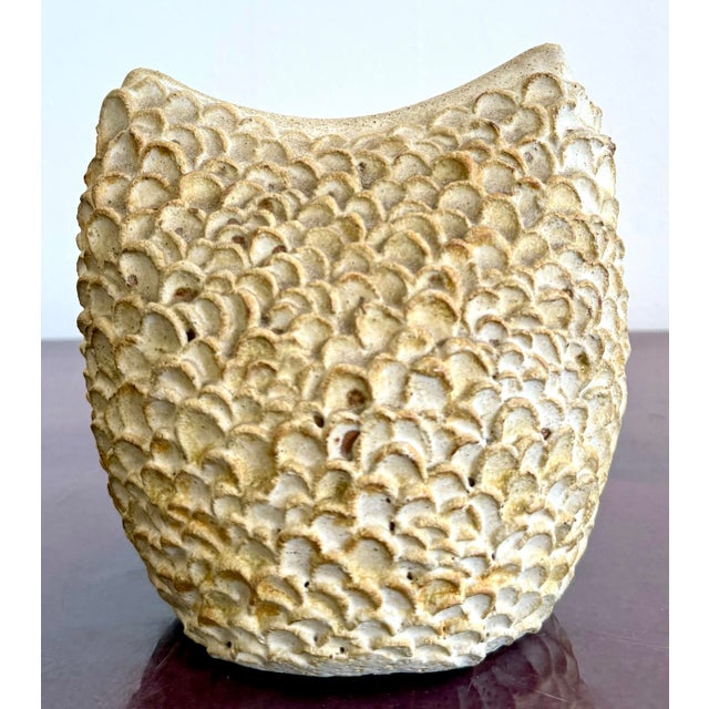 Cream Vintage Boho Charming Textured Owl Studio Pottery For Sale - Image 8 of 8