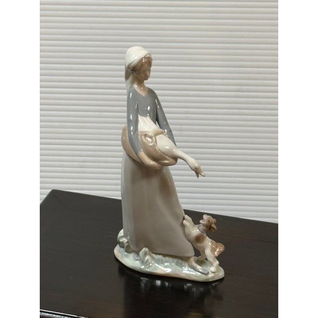 Fulgencio García for Lladró Girl With Goose and Dog Porcelain Figurine, Signed For Sale - Image 9 of 12