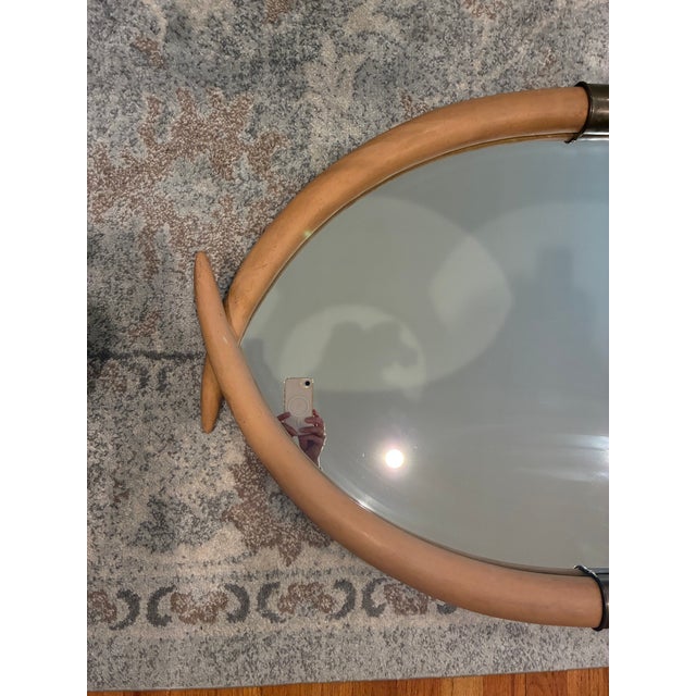 1970s 1970s Faux Elephant Tusk and Brass Wall Mirror by Chapman For Sale - Image 5 of 7