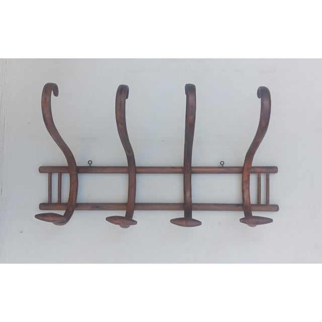 Vintage Wall Coat Rack in Bentwood, 1950s, in Restored conditions. Designed 1950 to 1959