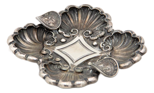 Embossed Silver Ashtray with Shells